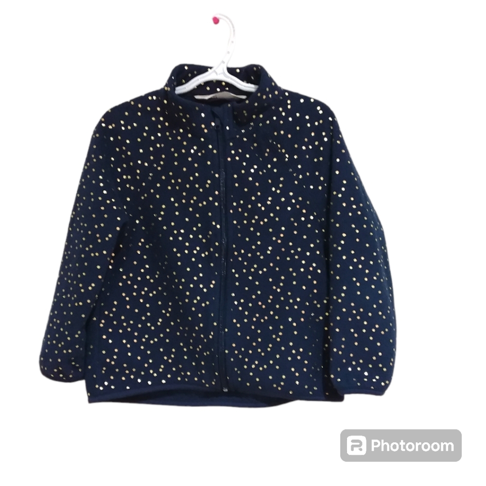 H&M Girls Fleece and Gold Dots Zip Thru Jacket
